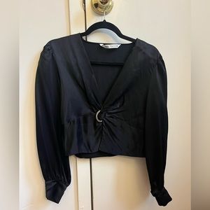 Zara Black Long Sleeve Silky top